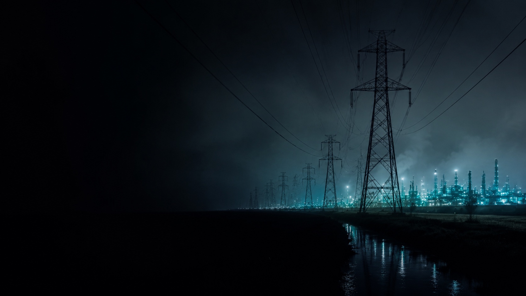 Exposed infrastructure at night